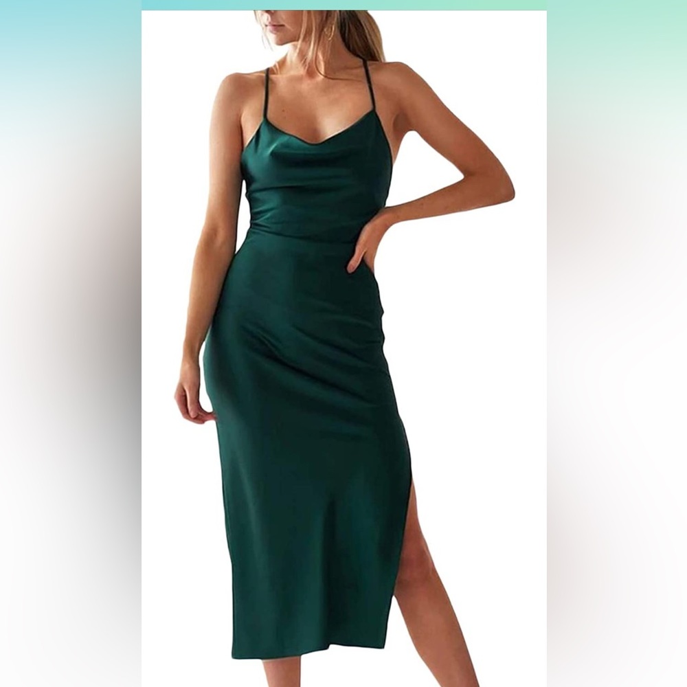 Sleeveless Spaghetti Strap Satin Dress Size Medium